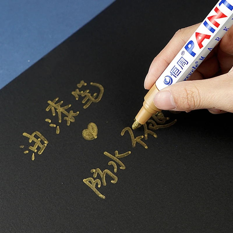 1Pc Metallic Color Permanent Paint Marker Non-fading Waterproof Writing Drawing Pen for Cermet Plastic Cloth Rubber Tire Repaint