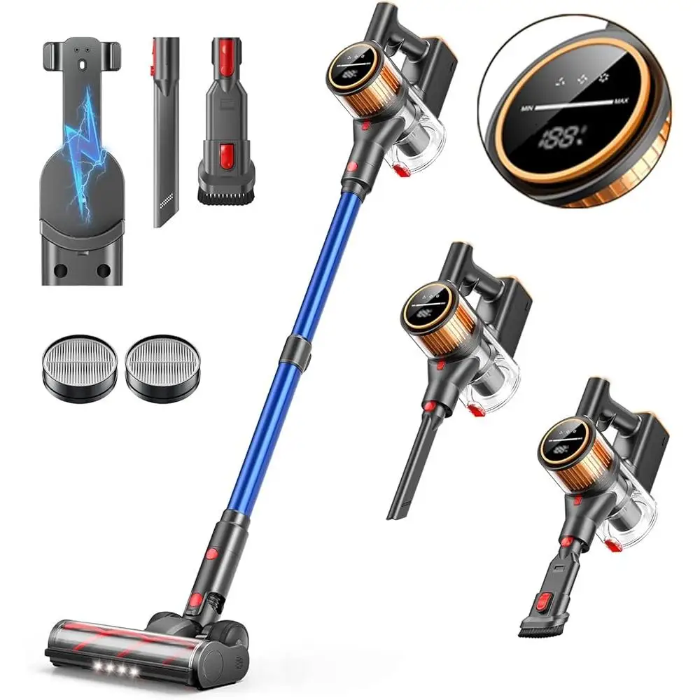 Aspirapolvere senza fili X7A X9 Potente aspirazione 550W 60min Durata della batteria Luce a LED Batteria rimovibile Pulizia profonda dei peli di animali domestici