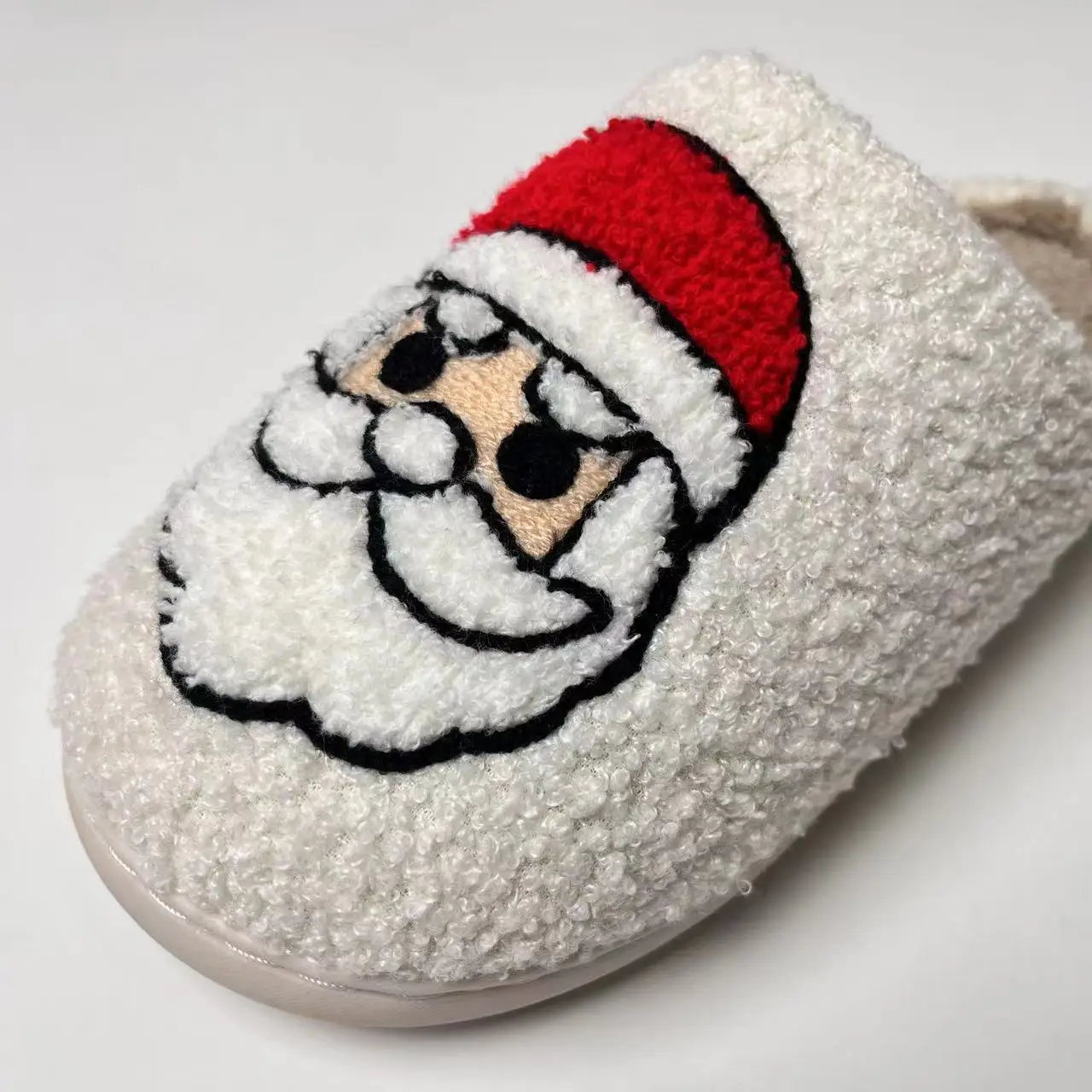 Christmas Santa Claus Winter Cotton Slippers Fur Man Women Comfy Soft Exquisite Flat Slip-on Indoor Cute Christmas Party Shoes