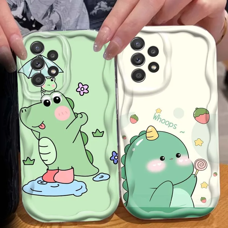 

Cartoon Dinosaur Art Cute Phone Case For Samsung A73 A72 A71 A56 A55 A54 A53 A52 A51 A37 A36 A25 A13 A14 A17 A07 Wave Oil