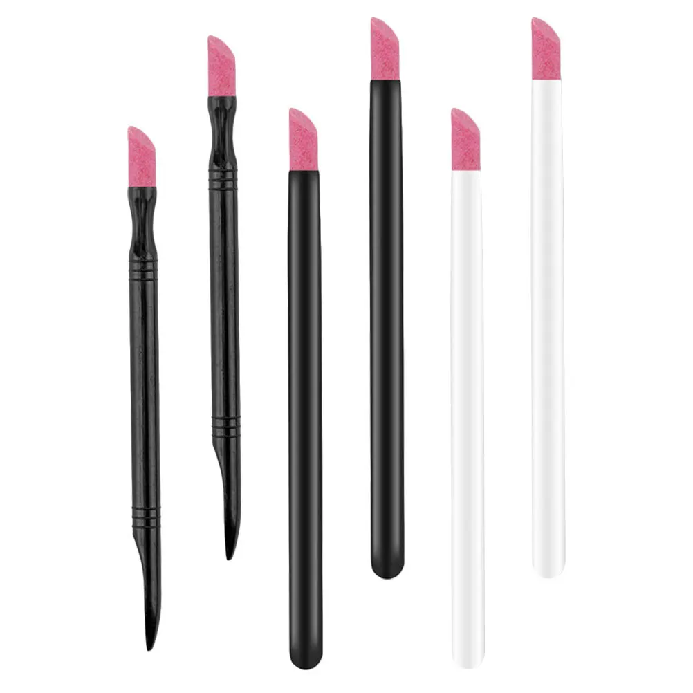 6pcs Ceramic Stick Pen One-Headed Nail Cuticle Remover Trimmer File For Natural False Nails Manicure Tool Nail Art Grinding