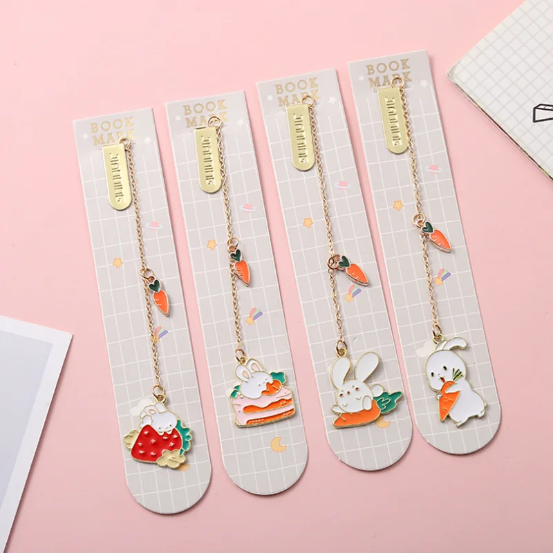 

Kawaii Strawberry Rabbit Radish Bookmark Student Exquisite Study Office Portable Reading Pendant Stationery DIY Decora Supplies