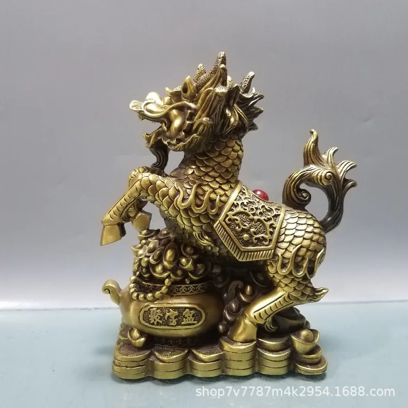 Antique Brass Craft: Wealth and Prosperity - Kirin Home Living Room Decorative Ornament Pair