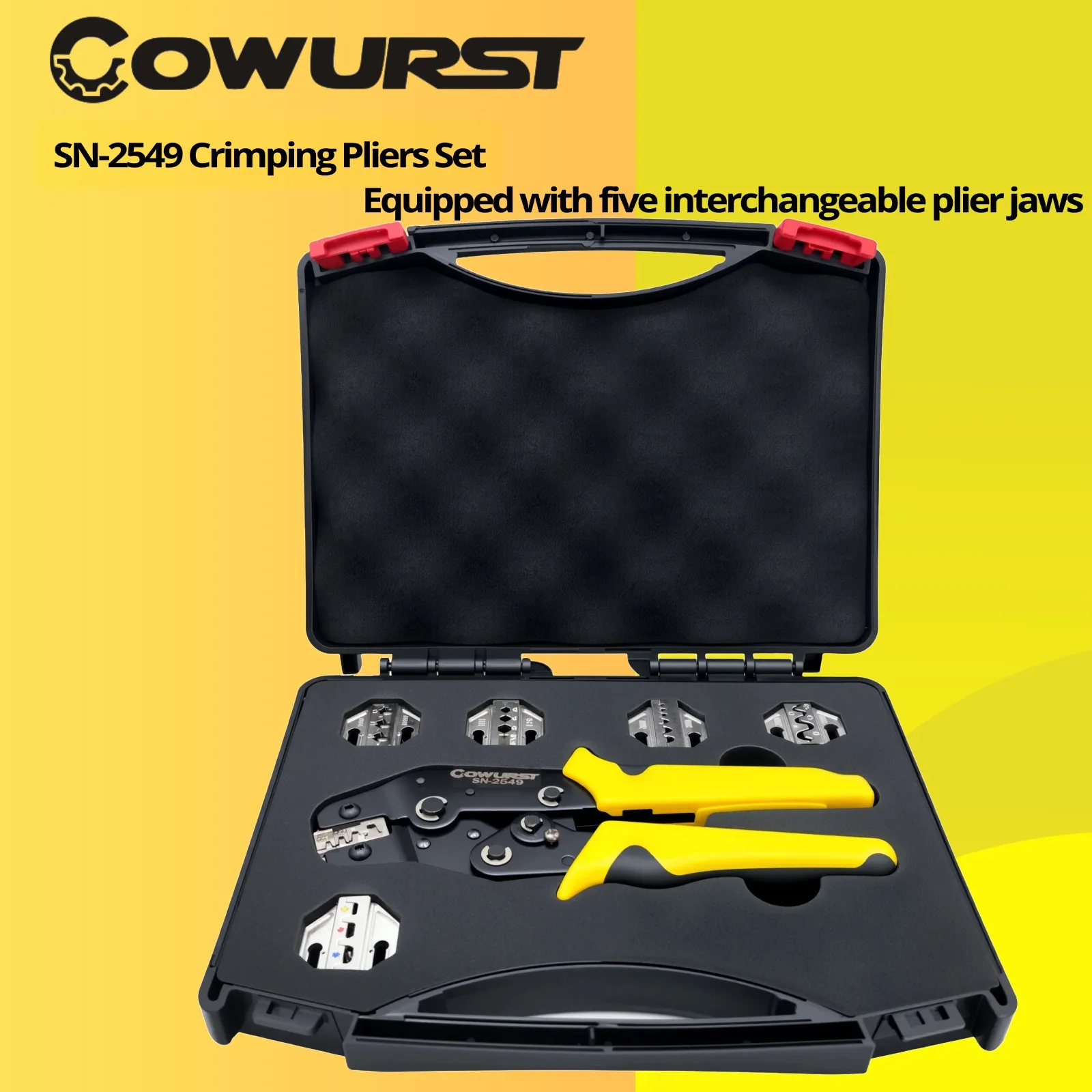 Professional Crimping Pliers SN-2549 Set with Interchangeable Dies, Wire Stripping Tool Kit Suitable for Electrical Wiring