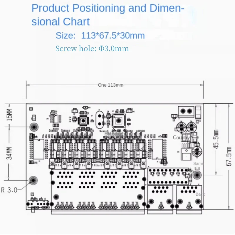 10-port 100M switch module VLAN isolation 250m long-distance wireless video transmission branch line motherboard