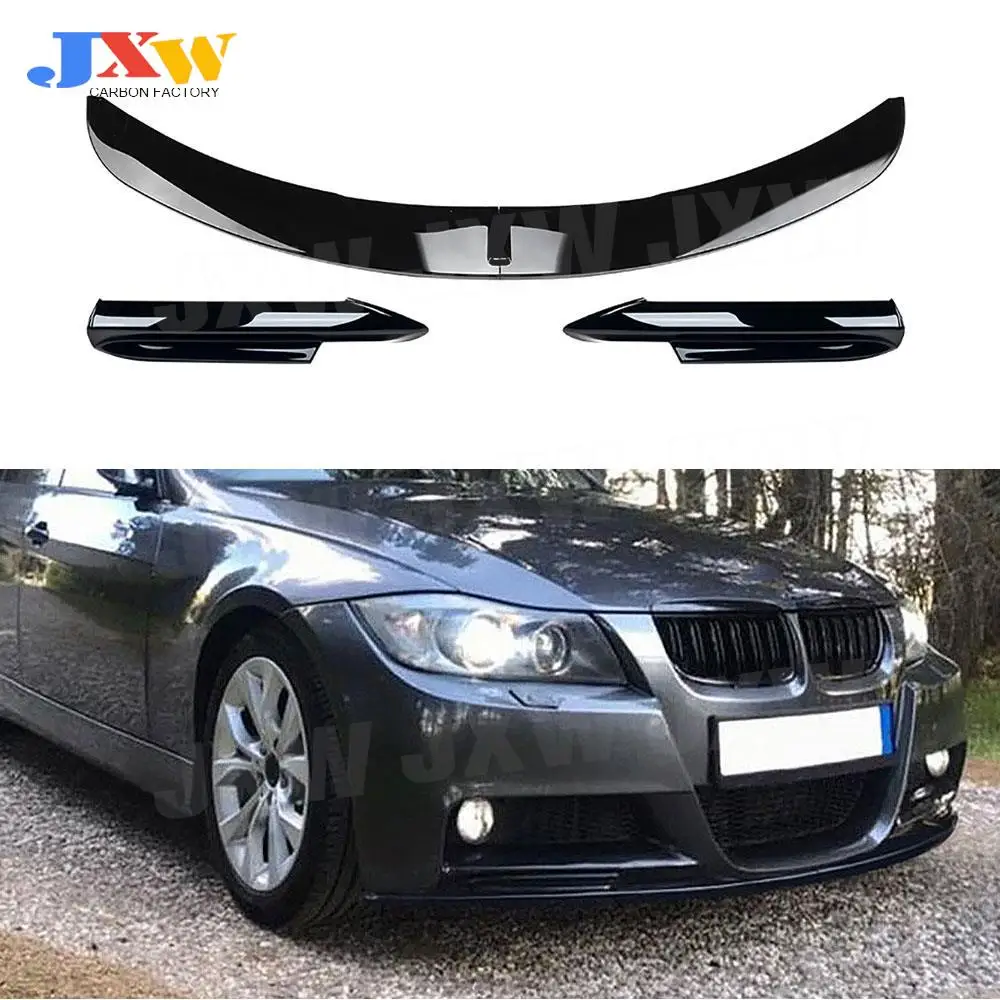 

ABS Front Bumper Lip Spoiler With Canard Splitters for BMW 3 Series E90 MTech Sport 2005-2008 Front Lip Flaps Apron Car Styling