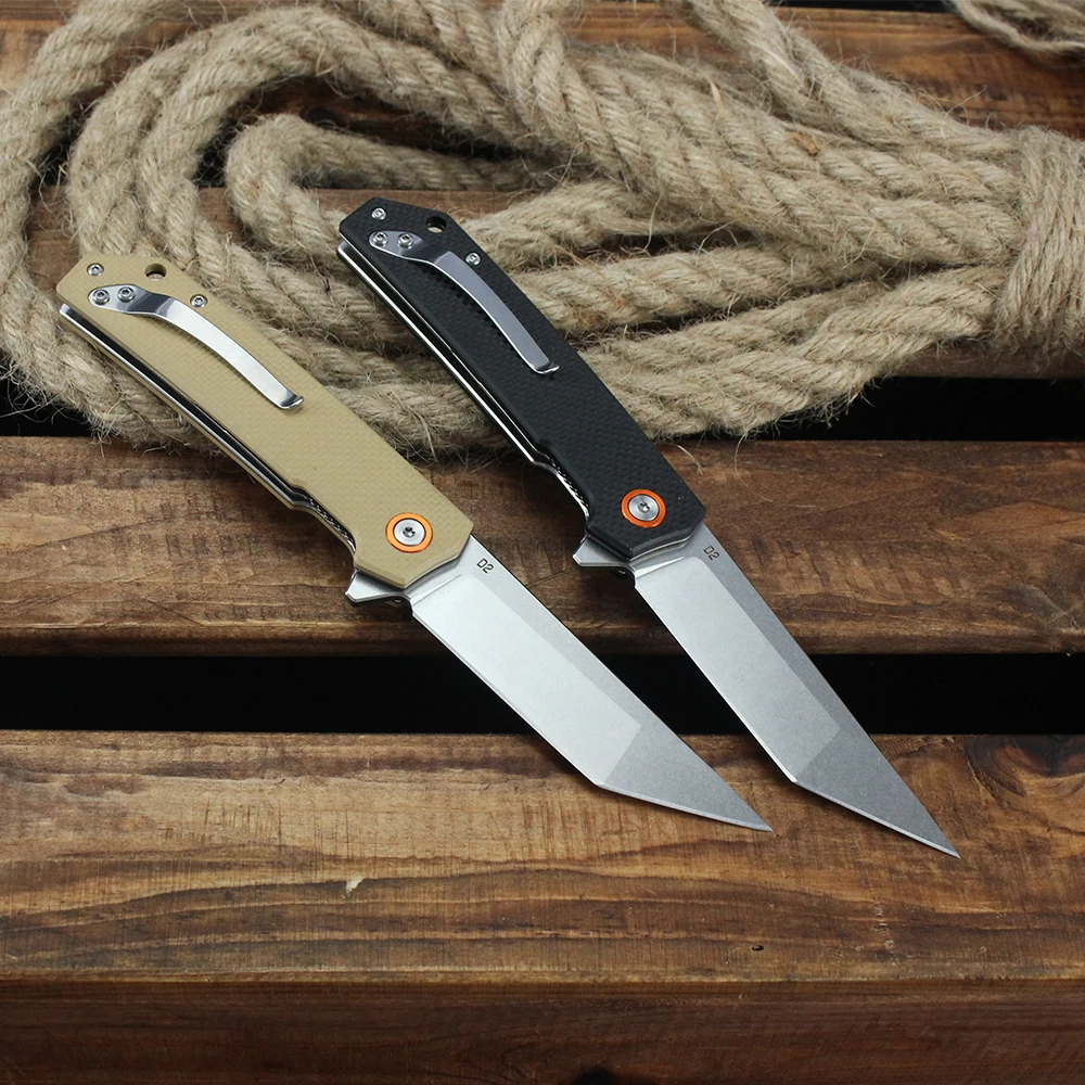 Coltello pieghevole tascabile D2 Lama G10 Maniglia Coltelli da sopravvivenza tattici militari da combattimento all'aperto Strumenti EDC per regalo da uomo