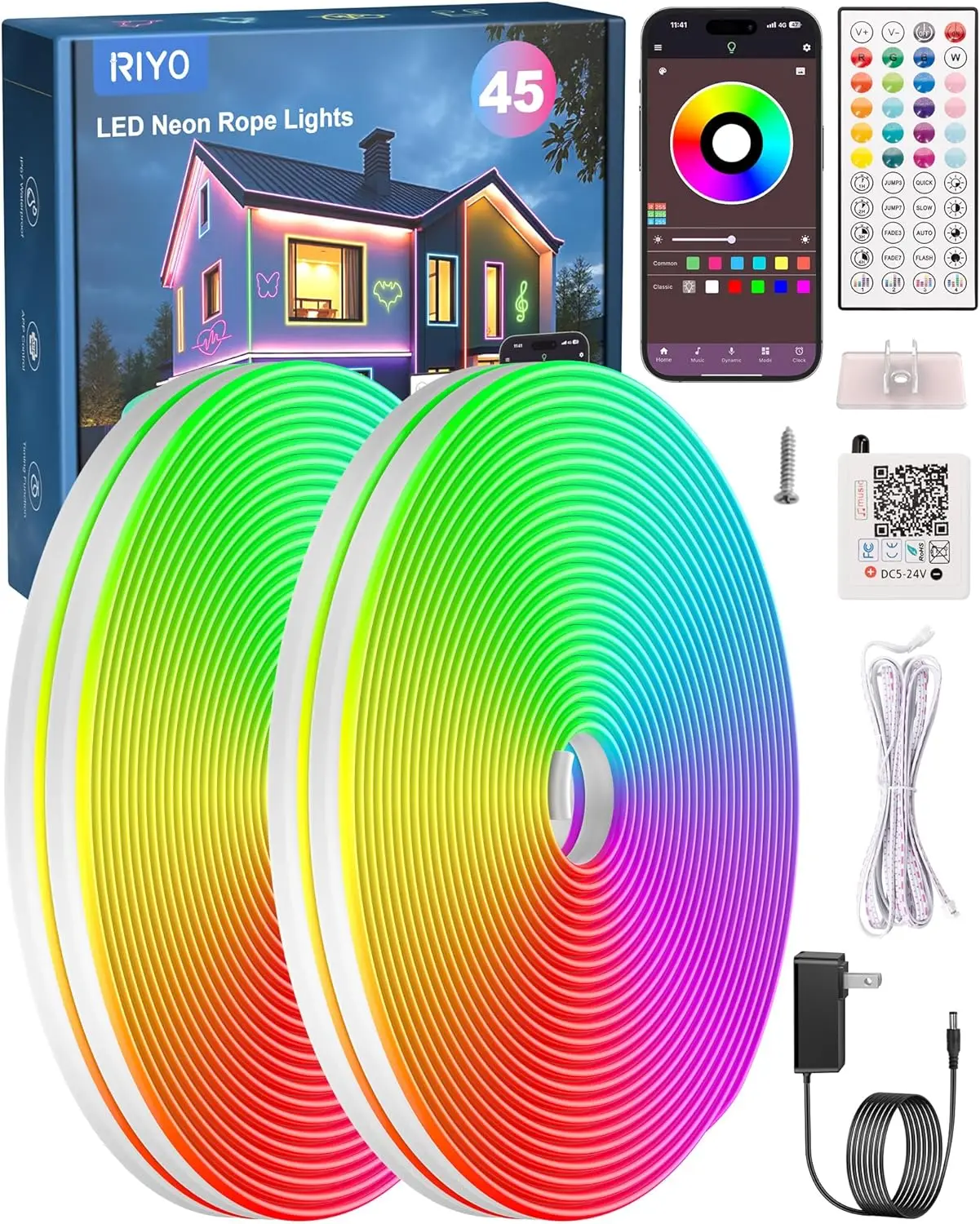150Ft RGB LED Strip Lights with App & Remote Control, Music Sync, IP67 Waterproof, Flexible for Bedroom, Gaming, Party Decor