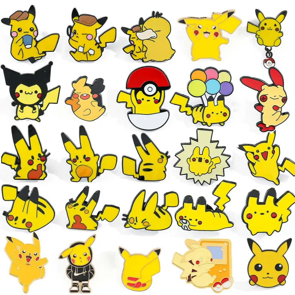 34 Styles Pokemon Enamel Pins Pikachu Anime Game Metal Brooch Cartoon Cute Backpack Pin Accessories for Women Jewelry Decoration