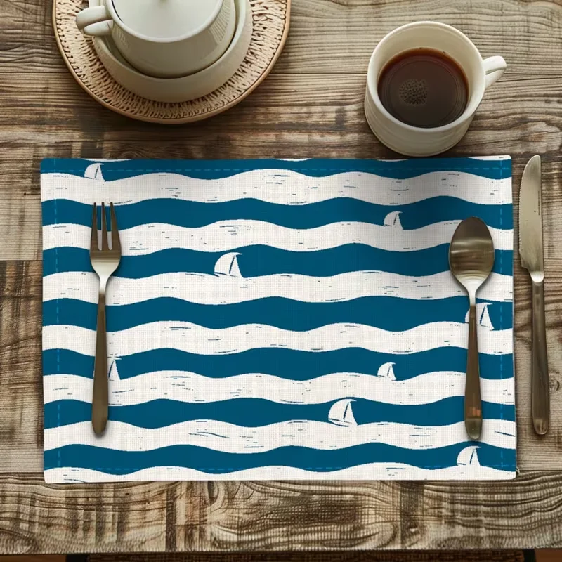 Luxury Watercolor Wave Placemats, Wear-Resistant & Stain-Resistant, Versatile for Coffee Table & Dining Table Placemats