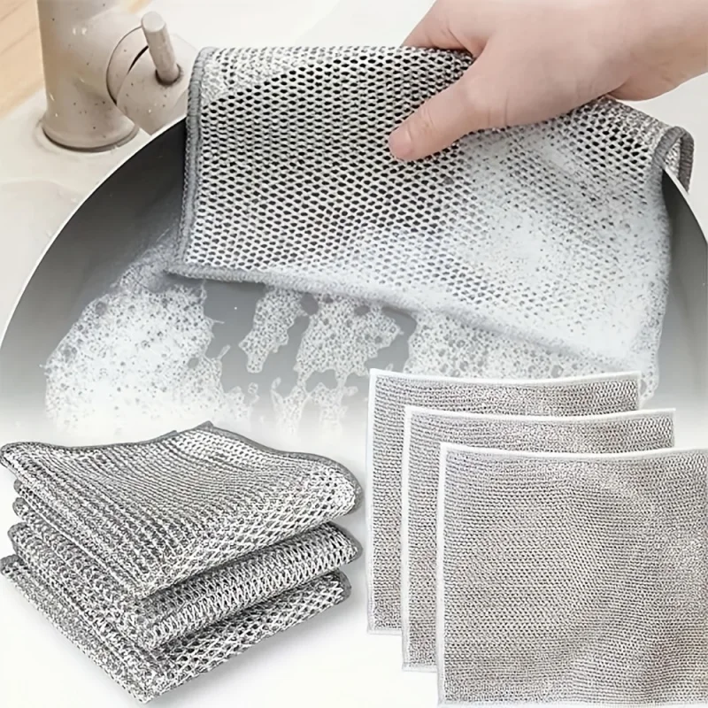 30pcs Magic wire washing pad - double layer, reusable, non-stick strong rust removal and scratch resistance