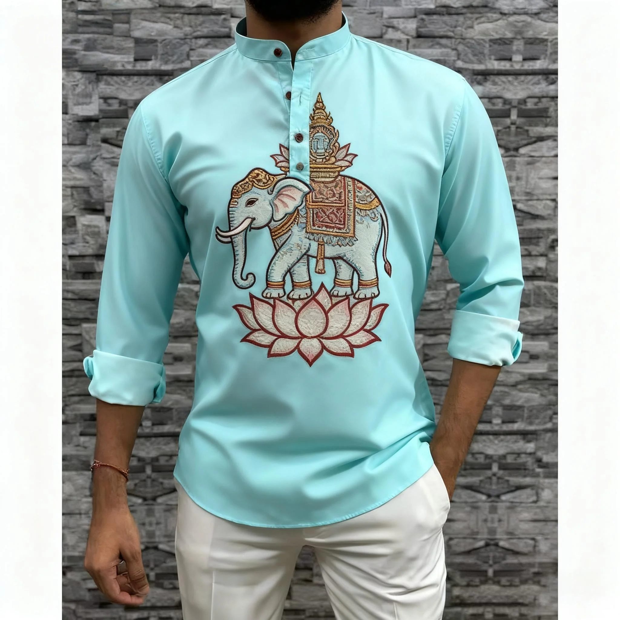 เสื้อคลุมอาบายะห์สไตล์อาหรับแบบลำลองหรูหรา สไตล์ชาติพันธุ์ แขนยาว สำหรับวัยรุ่น ผู้ชายมุสลิม เสื้อเชิ้ตแบบอาหรับ เสื้อผ้าอิสลาม