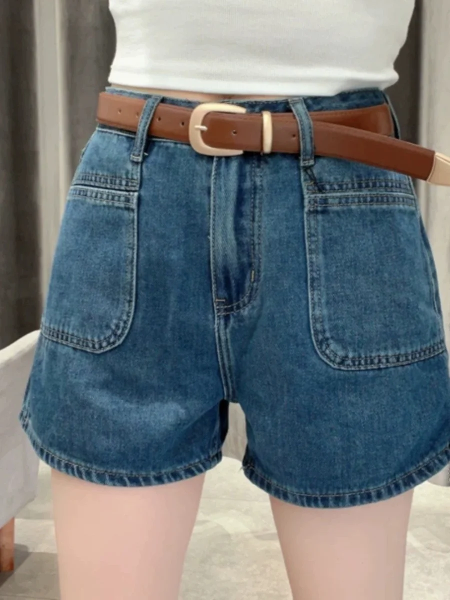 High Waist Denim Shorts Women's Summer Casual A-Line Wide Leg Hot Pants Design Sensation Small Audience Korean Version 2026