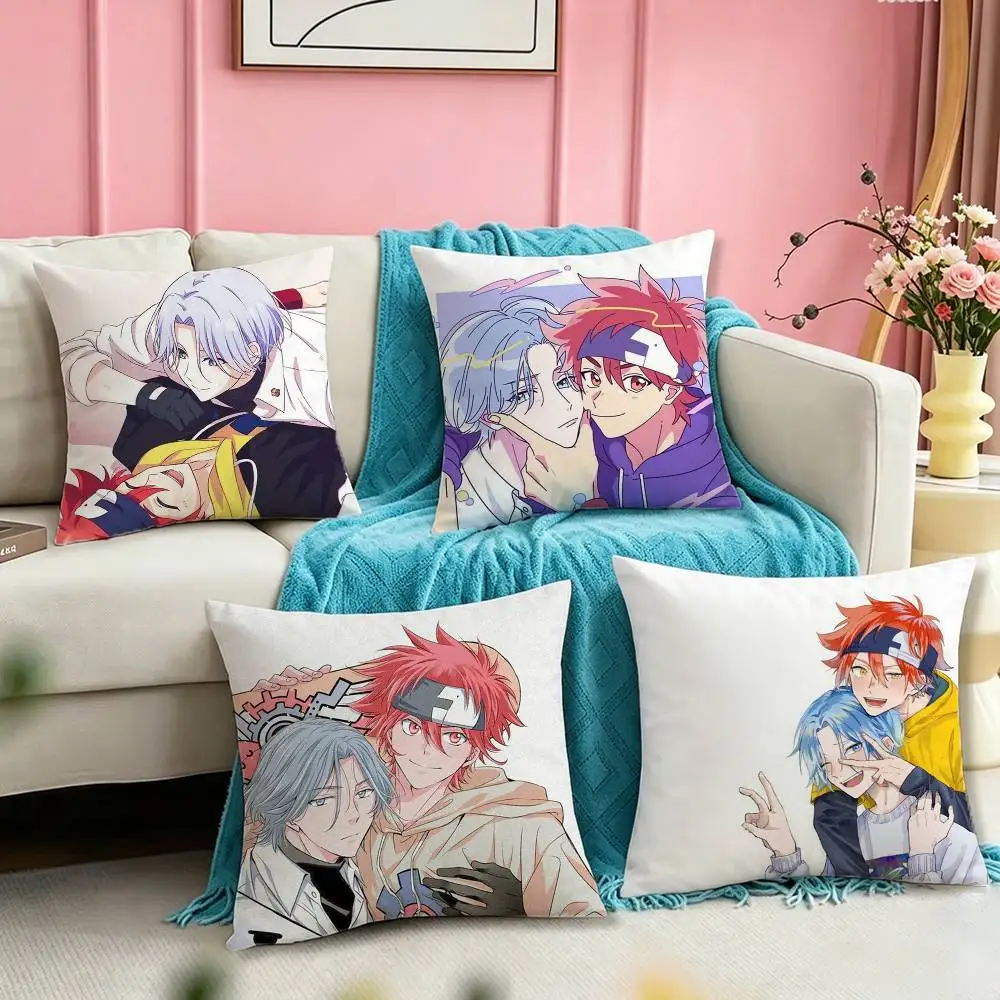 s-Slime Benimaru Demon Lord f-Fire Pillow Case Square Double-Sided Sofa Cushion Cover Bedroom Bedside Pillow