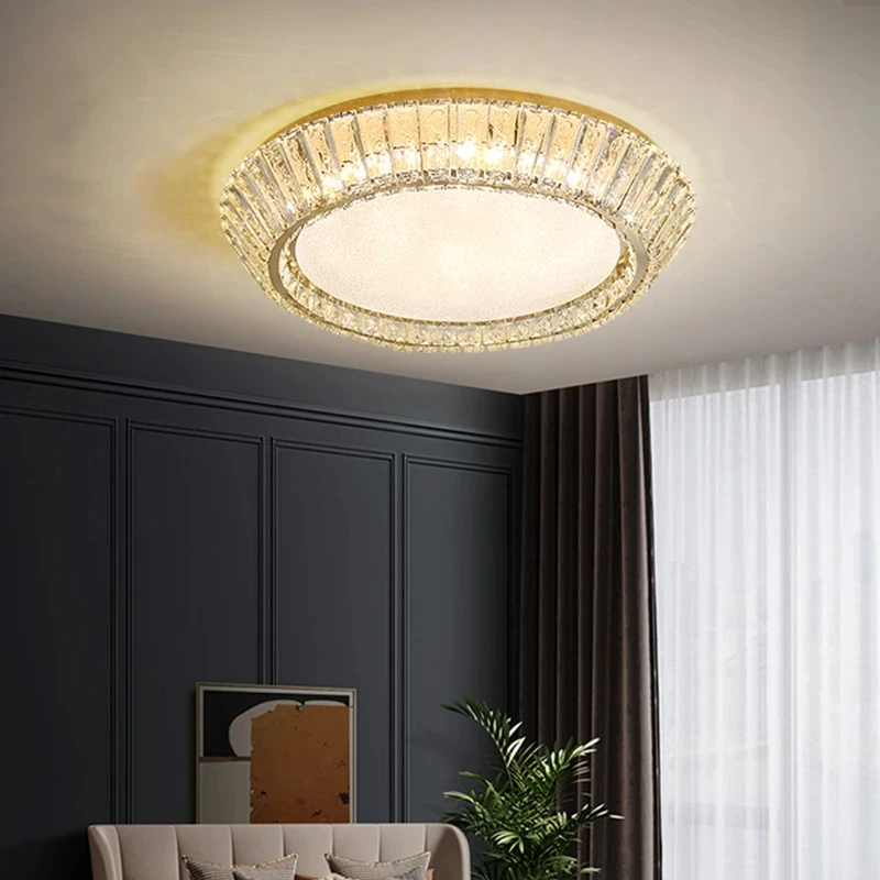 Nordic modern round crystal ceiling lamp multicolor stainless steel lamps restaurant hotel bedroom lamps