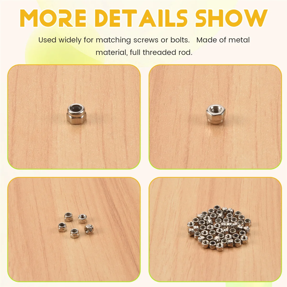 A24I 50 قطعة M2 مطلي بالزنك قفل ذاتي من النايلون إدراج صواميل قفل سداسية