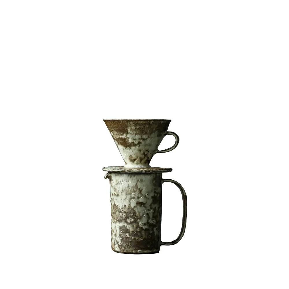 Juego de cafetera manual v60, taza con filtro japonés para preparar a mano, filtro para compartir, cafetera de cerámica hecha a mano