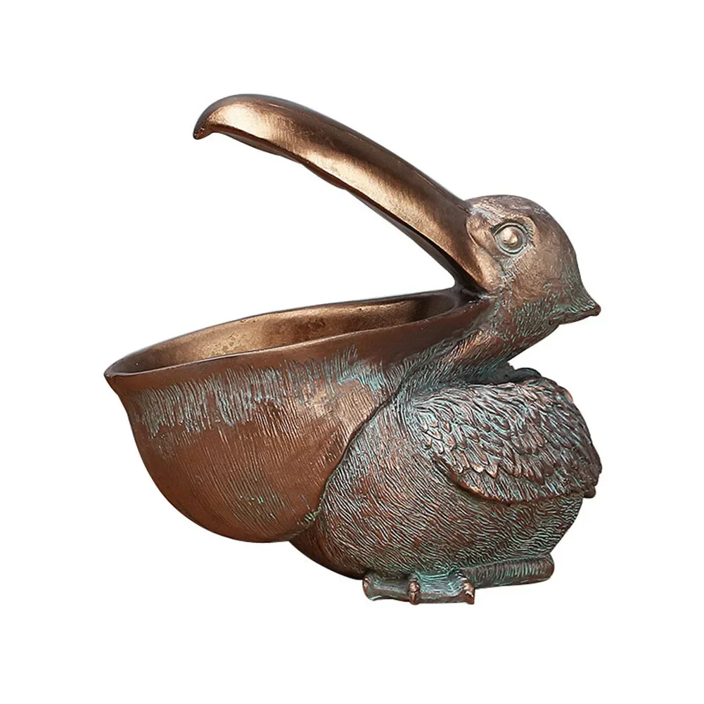 Pelican Birds Figurines Pelican Sculpture Candy Dish Desktop Organizer Entryway Table Statue Decor Ornament