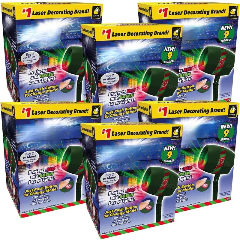 

Enhanced Modes for Spectacular Outdoor Holiday Laser Lighting with Thousands of Lights Covering 3200 Square feet, Pack of 6