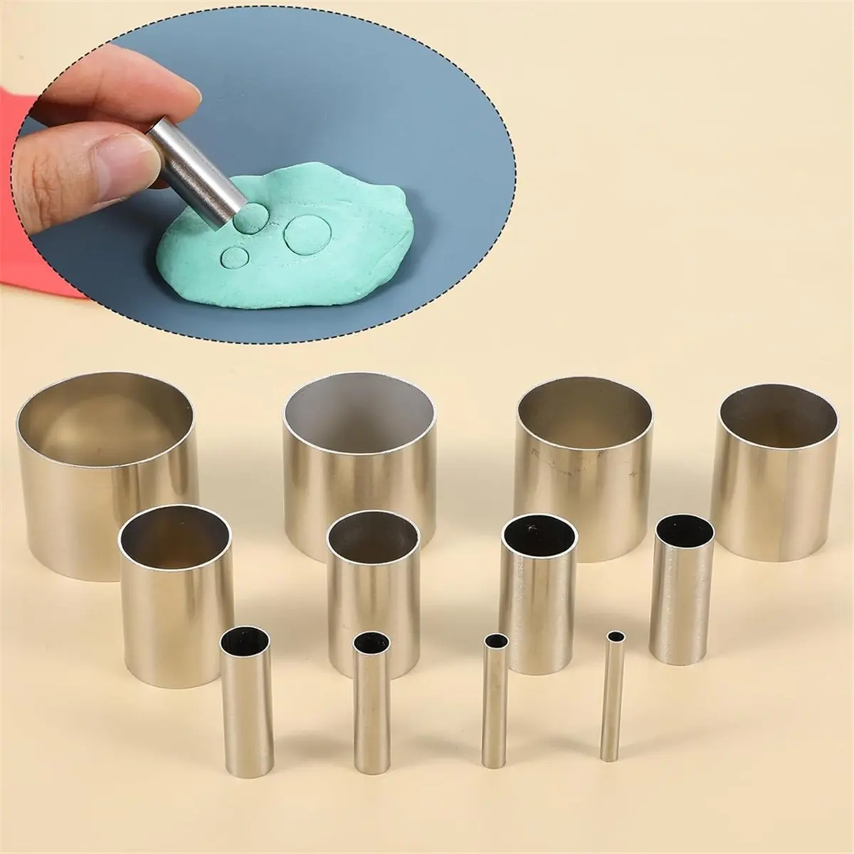 #32D 12 Pieces Circle Cutter Hole Hollow Punch Cutter Set Ceramic Dot,polymer clay cutters,(Metal)