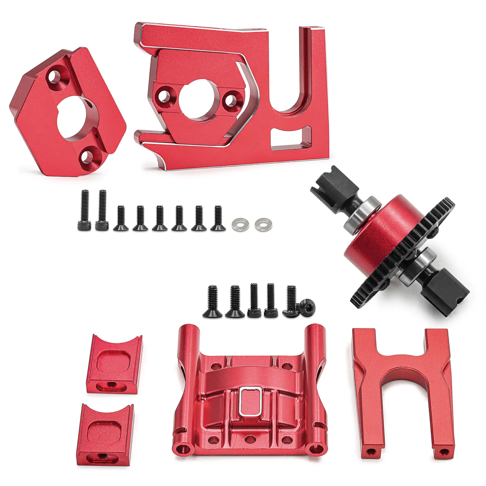 Kit de montaje de diferencial de Metal 46T con soporte de Motor deslizante + montaje diferencial y cubierta para ARRMA 1/8 Typhon/Outcast 6,Kraton V5 1/7 Mojave