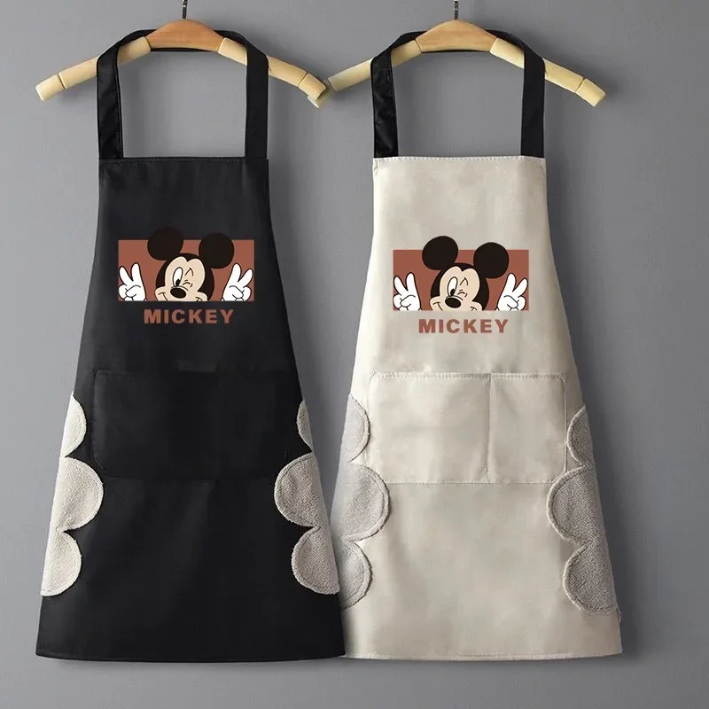 Disney Mickey Mouse PVC Kitchen Aprons Drawings Restaurant Workwear Cooks Uniform Man Women Waterproof Aprons Art Student Gifts