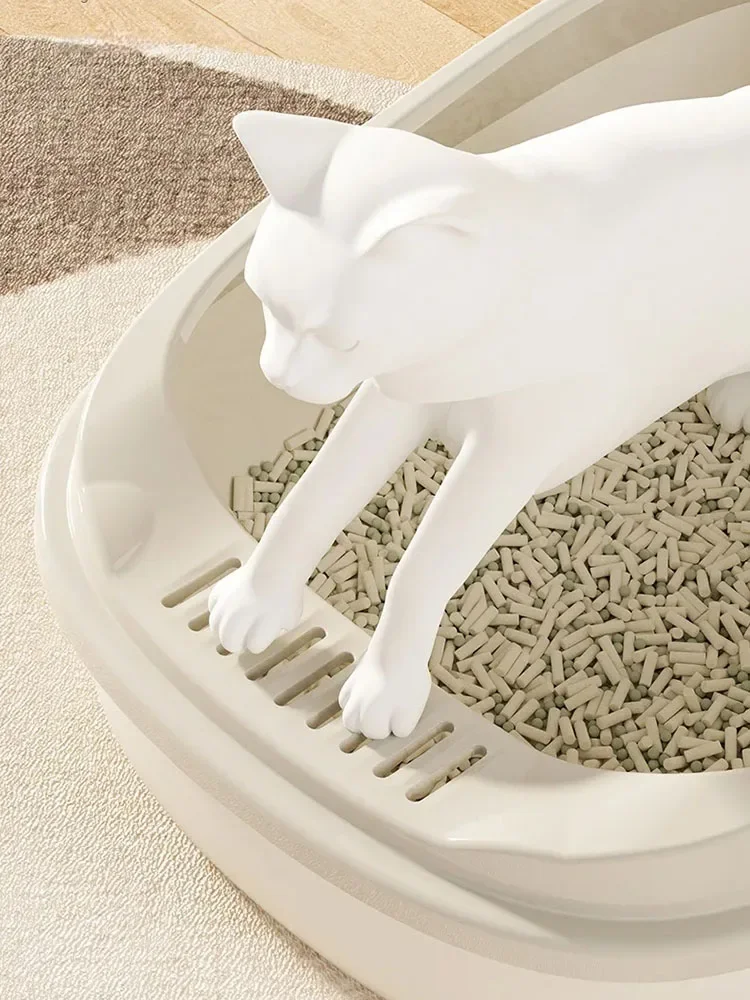 Cat Litter Box Dinosaur Semi-Enclosed Plastic Sand Box for Small Cats Animals Detachable Washable Anti-Splash Litter Toilet