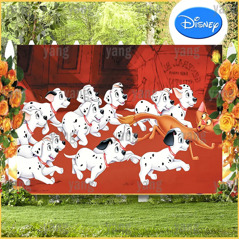 Custom Lovely Dalmatian Disney Dog Family Gift Baby Shower Birthday Party Cartoon Red Background Backdrop Decortion Grey Blanket