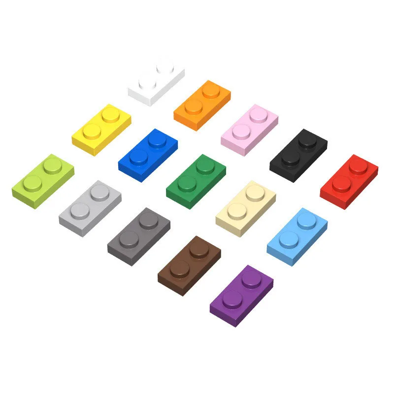 100pcs DIY Building Blocks Thin Figures Bricks 1x2 Dots 12Color Educational Creative Size Compatible With 3023 Toys for Children