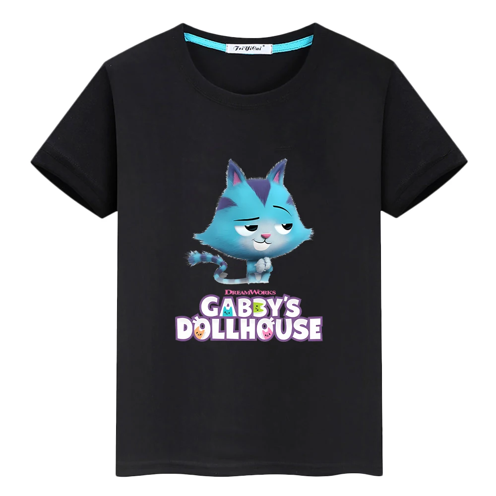 

100%Cotton Kawaii gabby chat print t shirt for kids boy 10 year Anime Short pride tshirt y2k Toddler girl clothes kids clothes