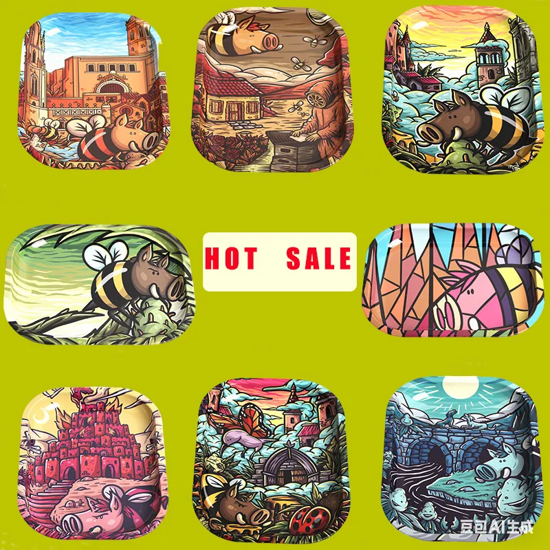 

1PCS 7x5.5inch Tinplate Tobacco Rolling Tray Cigarette Smoking Accessories Tray Storage Plate Small Roller Cigaret Container