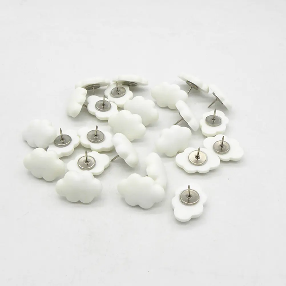 30Pcs Cream White Cloud Pushpin Decorative Resin Thumb Tacks Multi Function Cork Board Map Pins