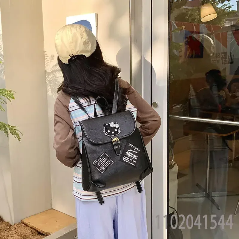  Hello Kitty Luxury Backpack for Women Girls Designer Mini Size School Backpack for College Student PU Leather