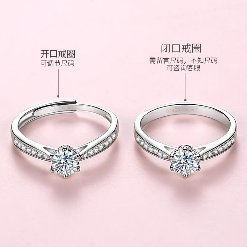 Single-Row Six-Prong Ring 3ct Moissanite Women's PT950 Platinum - Retro inspired styling, big sparkle to elevate outfit taste