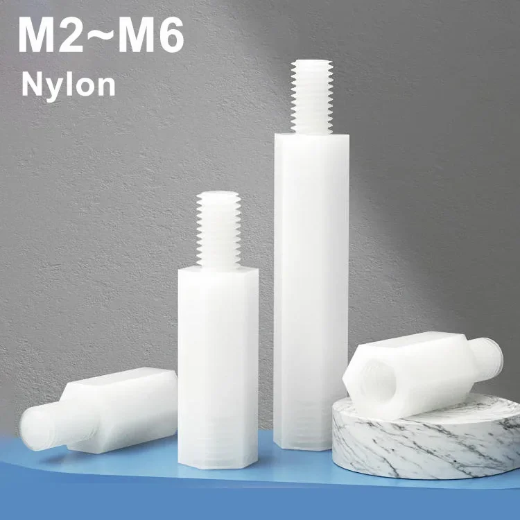 M2 M2.5 M3 M4 M5 M6 Biały nylonowy sześciokątny męski żeński gwintowany wspornik do montażu na słupku Płyta PCB Płyta główna PC Plastikowa nakrętka dystansowa
