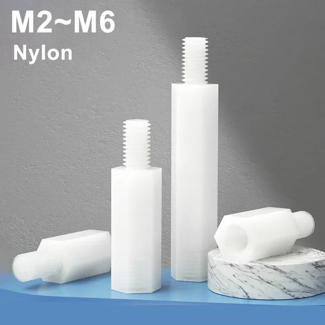 M2 M2.5 M3 M4 M5 M6 Biały nylonowy sześciokątny męski żeński gwintowany wspornik do montażu na słupku Płyta PCB Płyta główna PC Plastikowa nakrętka dystansowa