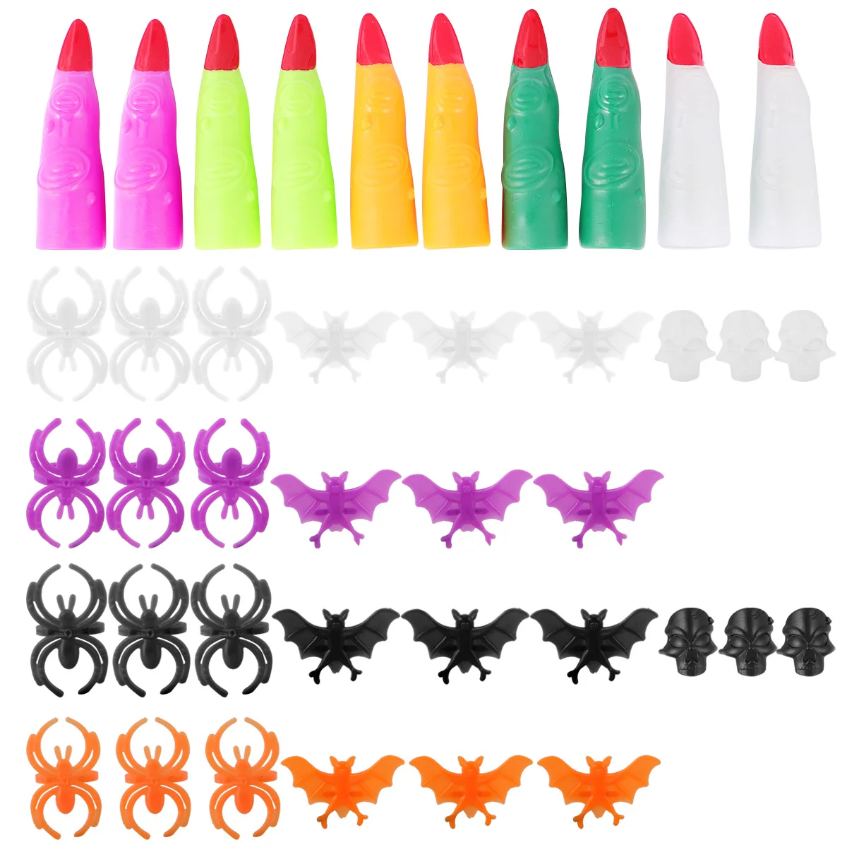 50 قطعة مجموعة هدايا الهالوين 20 أصابع الساحرة 30 خواتم الخفافيش الأظافر وهمية للبالغين هدايا الحفلات تأثيري ديكور الهالوين #5