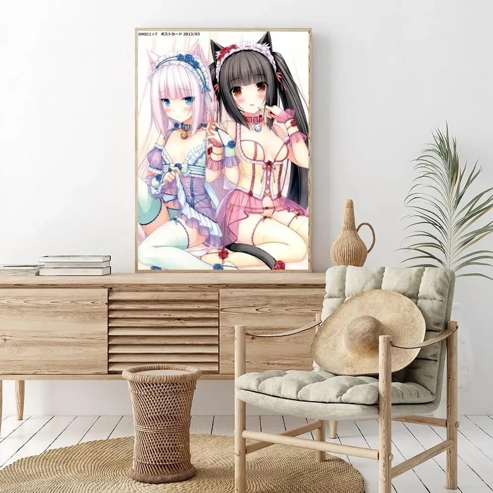 Nekopara Neko Para Chocola Vanilla Anime Anime Posters Sticky Vintage Room Home Bar Cafe Decor Kawaii Room Decor