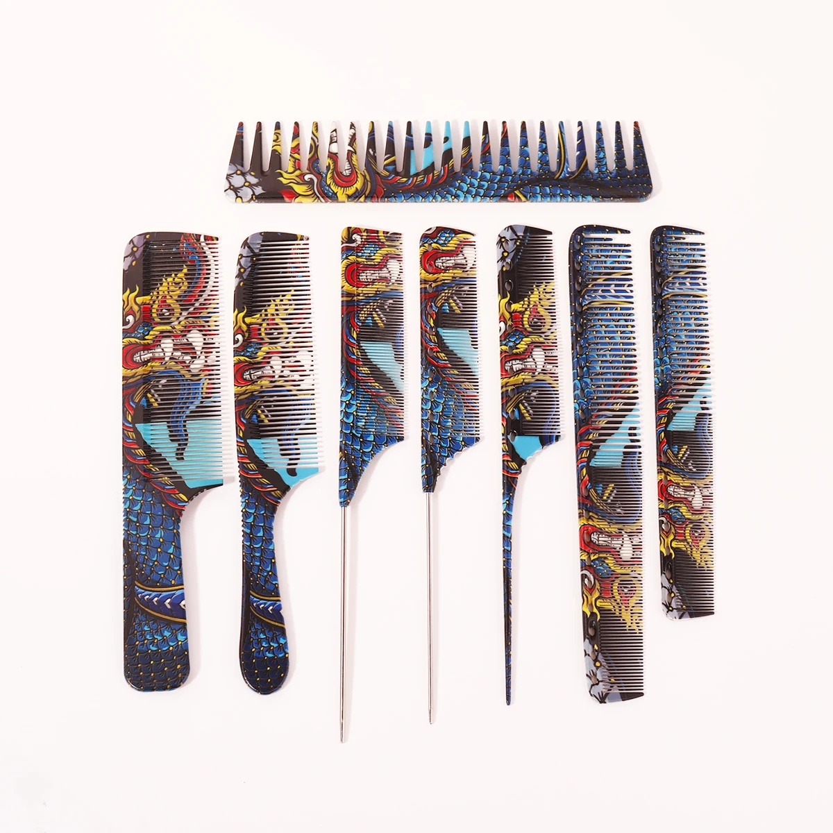 

1 piece personalized Chinese pattern professional hairdresser men's and women's pointed ponytail comb Special for real hair wigs