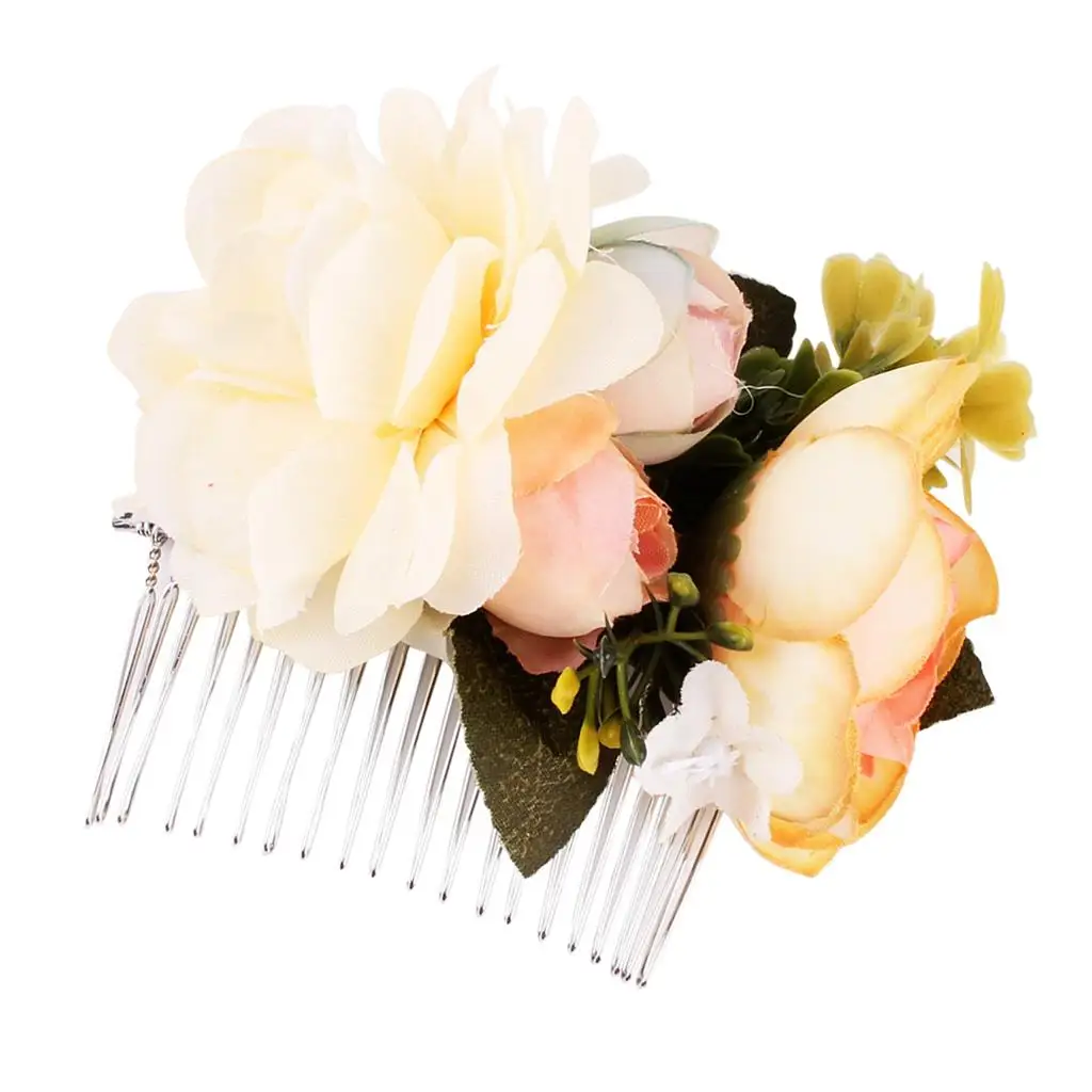 Boho Rose Flower Hair Comb para Mulheres, Clip, Slides, Wedding, Bridal Party, Beach, Girl