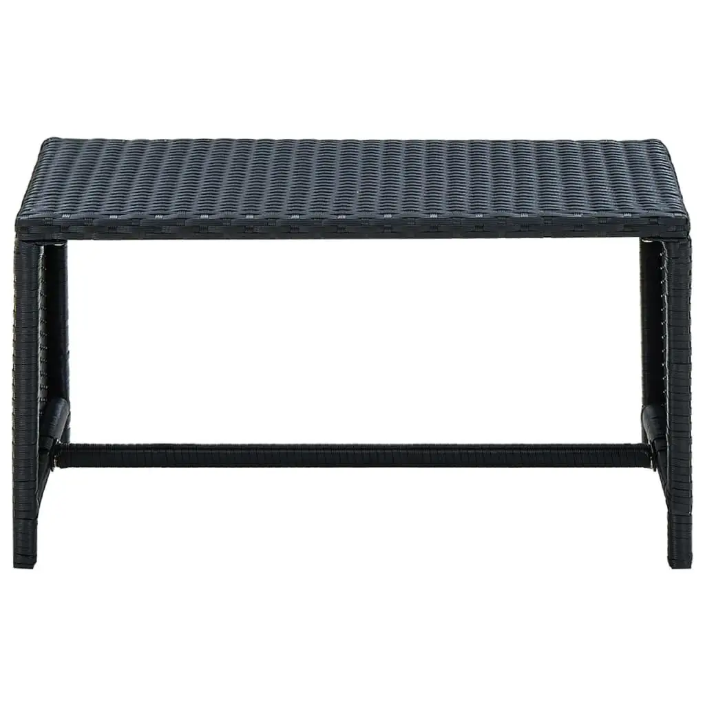 Stylish Black Coffee Table 27.6''x15.7'' Poly Rattan Design - Perfect for Living Room Decor