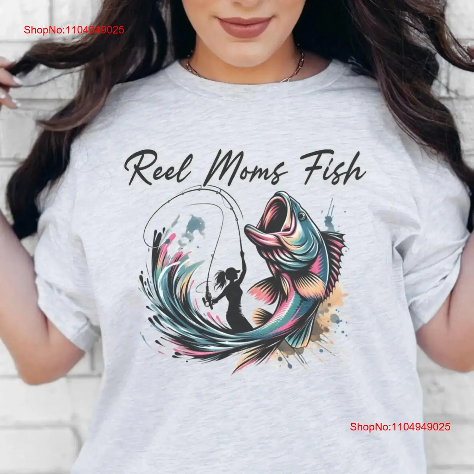 تي شيرت نسائي لصيد الأسماك من Reel Moms Fish هدية للزوجة عتيقة مغسولة ومتعددة الاستخدامات ورسومات كاجوال أنيقة