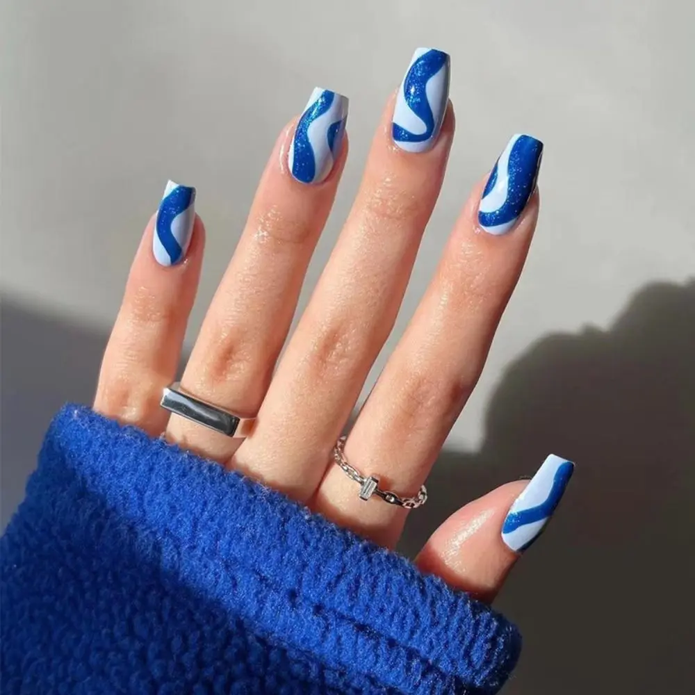 Faux ongles rose à couverture complète avec poignées scintillantes, faux ongles portables, outil de manucure design, bouts d\'ongles détachables,