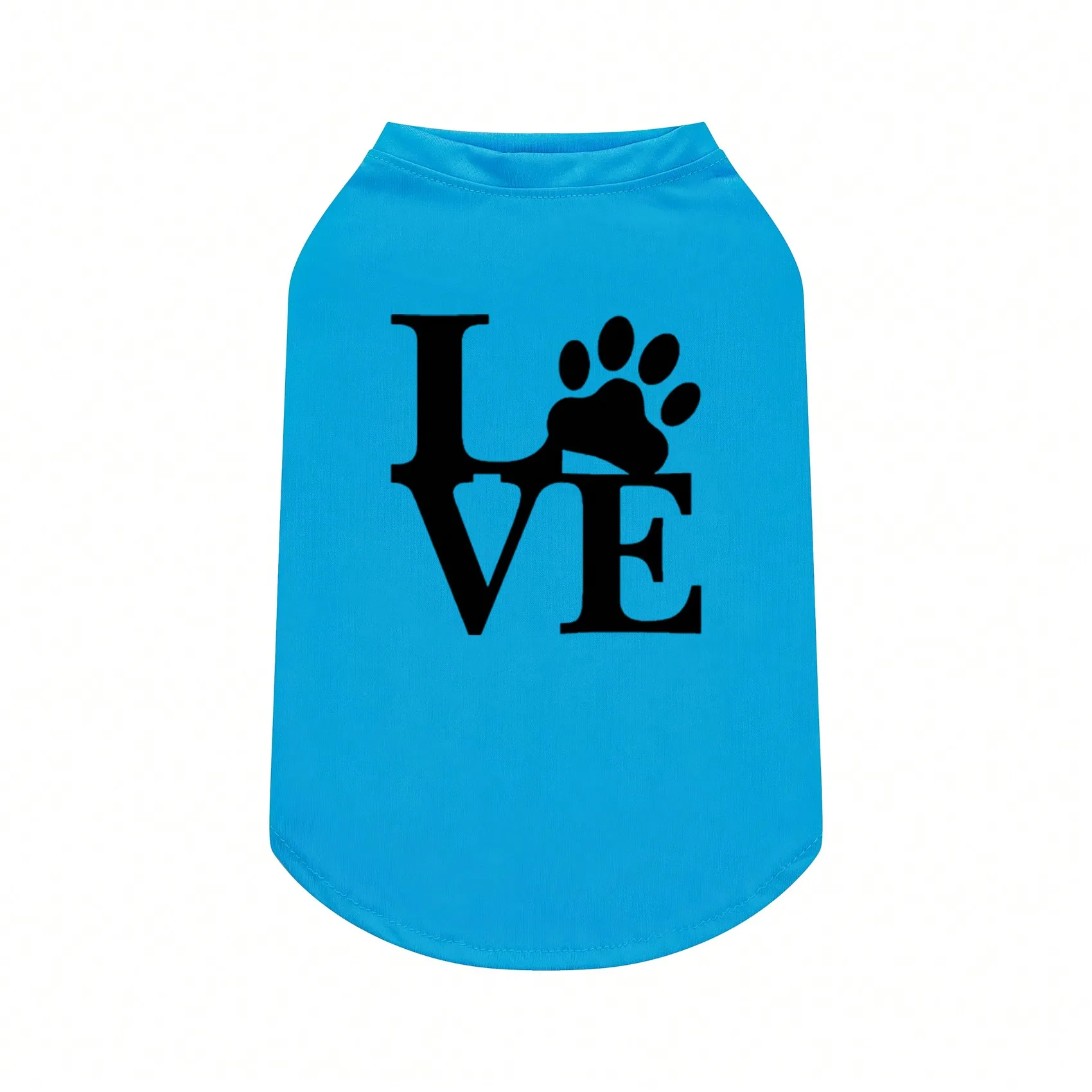 1pc Pet Short Sleeve T-Shirt With Dog Paw Print & "Love" Lettering, Suitable For Poodle, Bichon Frise, Teddy Dog, Cat view 6