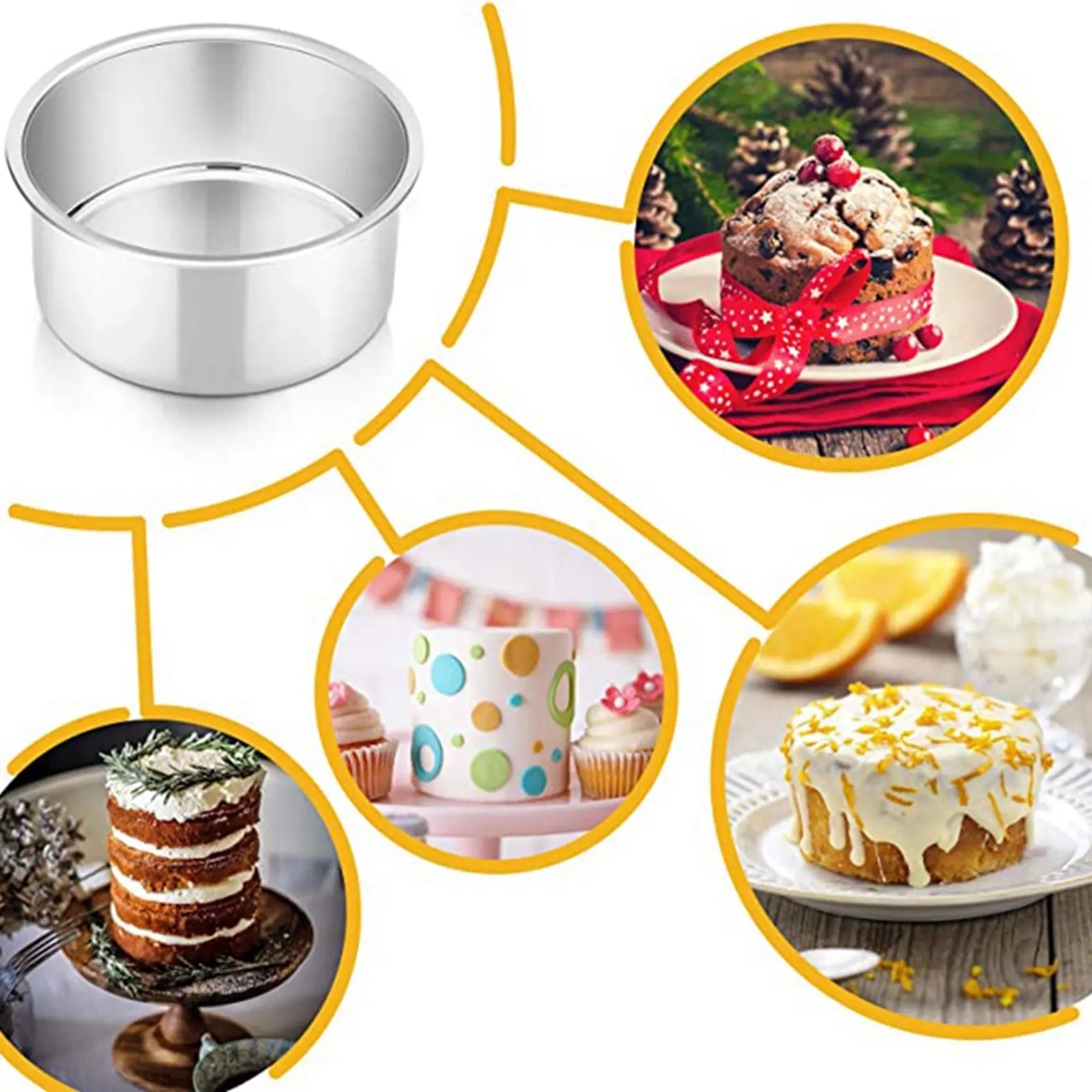 SEWS-4 Inch Small Cake Pan Set Of 8, Baking Round Cake Pans Tins Bakeware For Mini Cake Pizza, Quiche, Non Toxic & Healthy