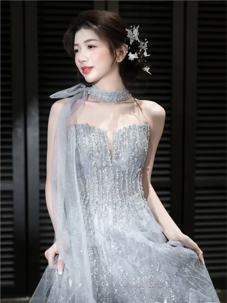 

New niche and light luxury dress for the birthday coming-of-age banquet of host