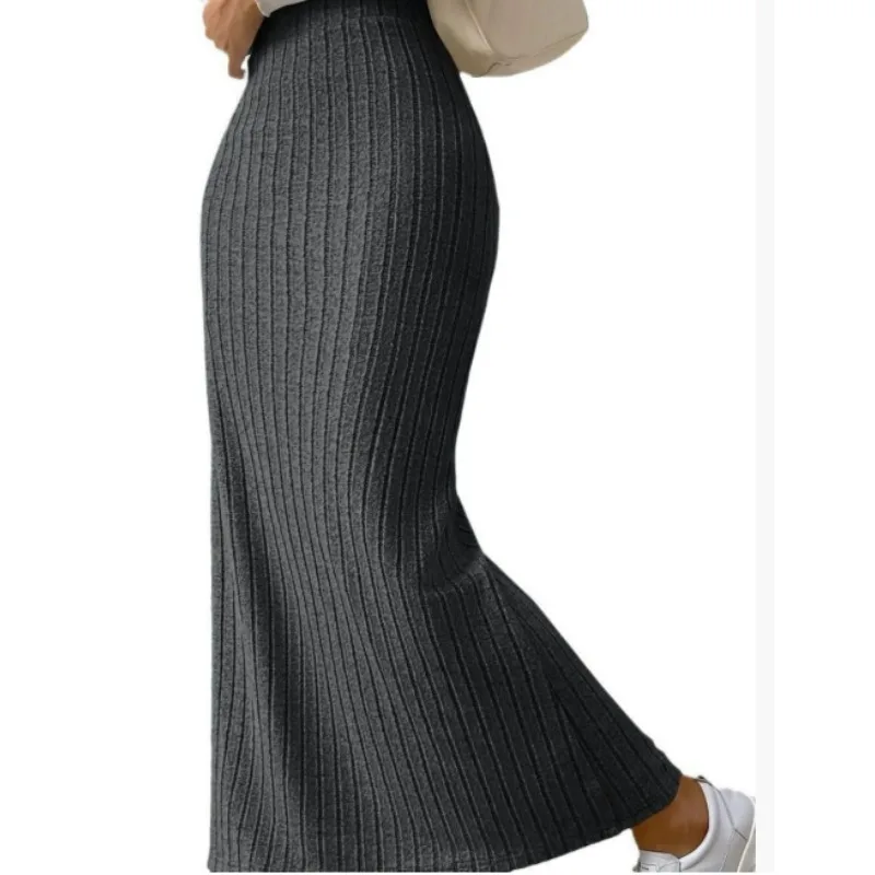 المرأة تنورة الربيع الصيف والخريف عالية الخصر مطاطا سليم الورك محبوك مثير Bodycon ميدي تنورة الملابس النسائية