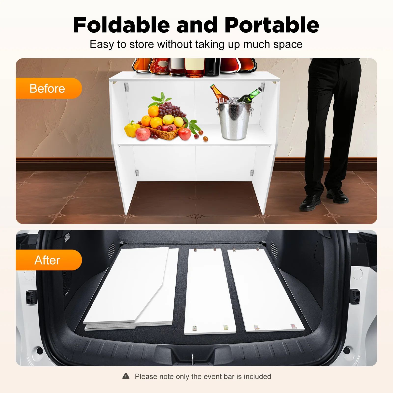 Verhoog uw feelervaring! 2-laags mobiele barkast met een laadvermogen van 50 kg, perfect voor huwelijkstuin en cocktailparty's