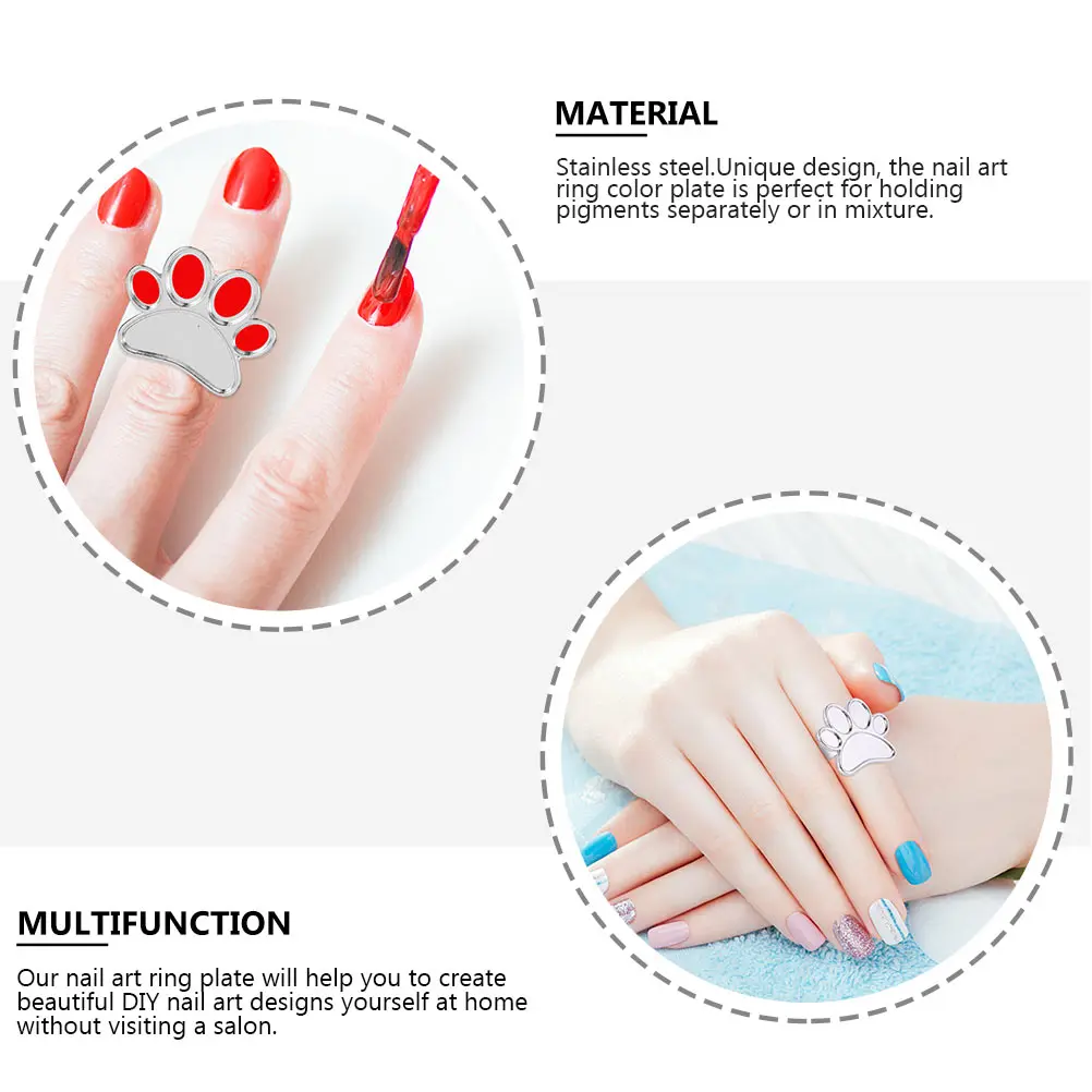 

4pcs Nail Mixing Trays Stainless Steel Palette Accessories DIY Tools Ring Manicure Color Holders Nail Polish Pigments