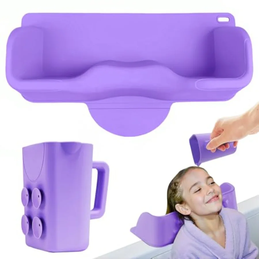 

Portable Hair Washing Station for Toddlers Teens Silicone Hair Washing Basin for Sink or Bathtub Tear-Free Shampoo Bowl with Ri
